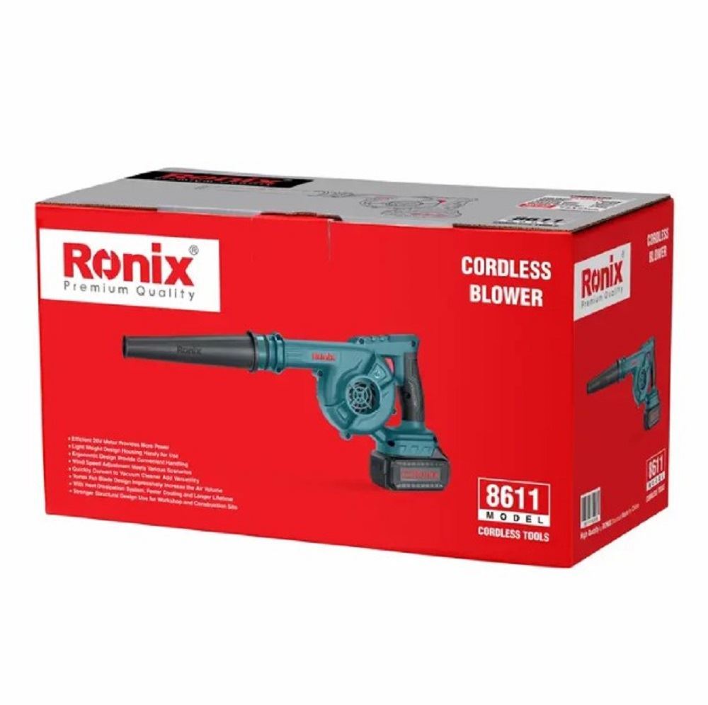 بلوور (دمنده) شارژی 20 ولت مدل 8611 رونیکس RONIX Ronix 8611 20V Cordless Blower Vacuum with 4Ah Lithium-Ion Battery