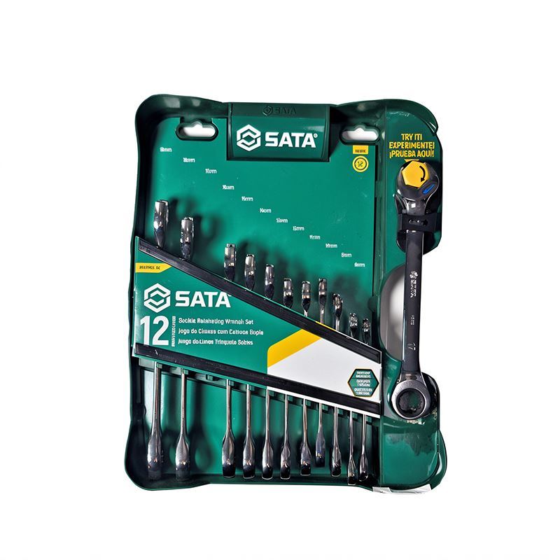 ست آچار یکسر جغجغه 12 عددی کد ST09066-02 ساتا (S.A) SATA 1*L51