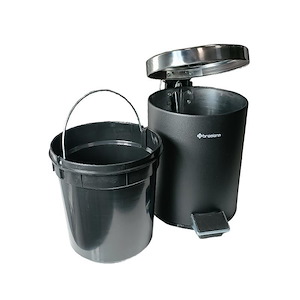 سطل زباله پدالی 5 لیتری مشکی درب استیل براق مدل BPB120 براسیانا BRASIANA 1*I61