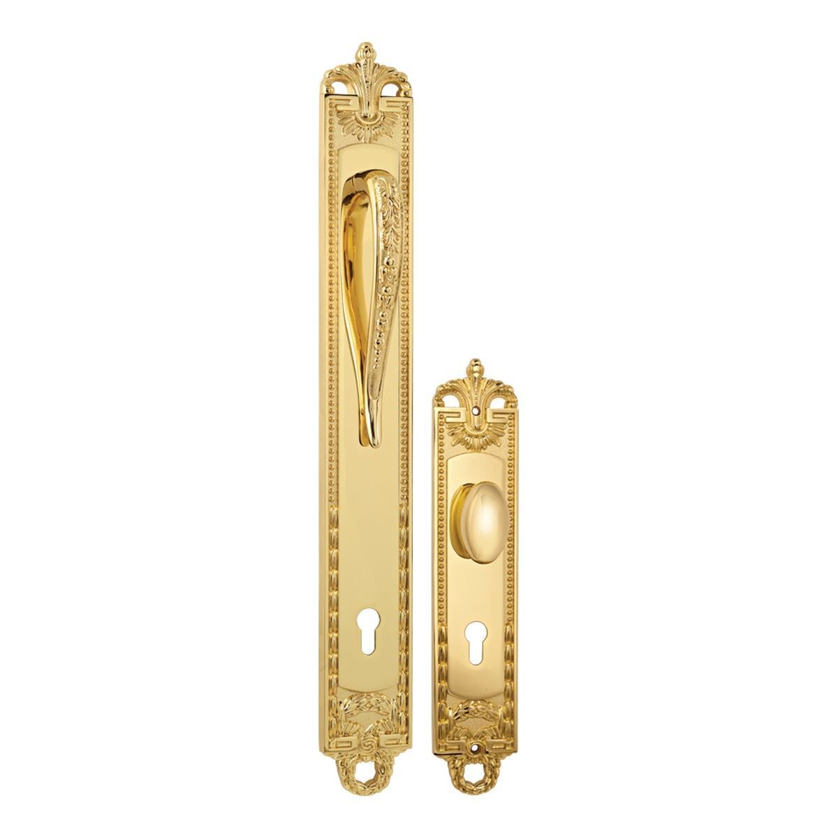 دستگیره آپارتمانی طلایی کلاسیک مدل گاردین پرایم با قفل و سیلندر MSK24K 1*C11     12*E7