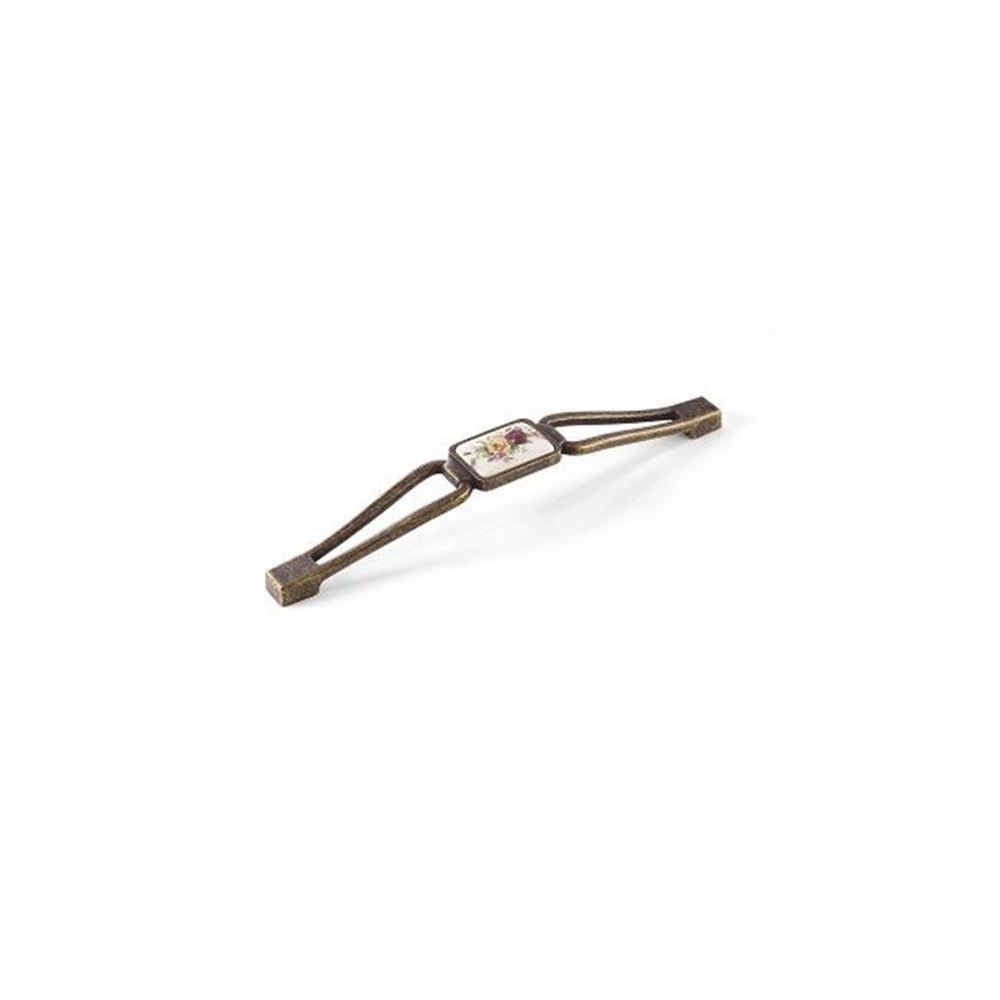 دستگیره کابینتی سرامیکی دو پیچ زیتونی گل قرمز H8404-96 CR پرایم  S.A 1*C44     12*E9