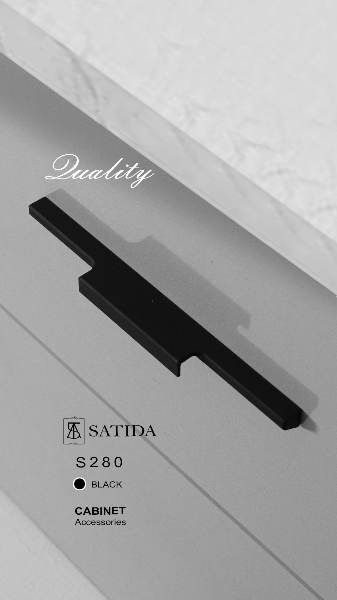 دستگیره کابینت مشکی مدل S280-400 ساتیدا SATIDA