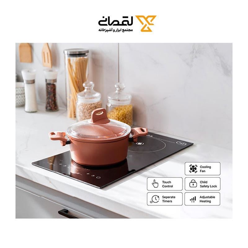 اجاق گاز شیشه ای  برقی 2 شعله MERASS مرآس مدل T2V-02 فرشته4*12