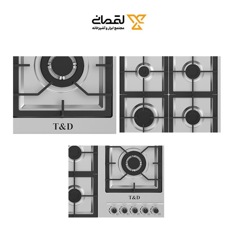 اجاق گاز استیل 5 شعله مدل TD177E تی اند دی T&D 