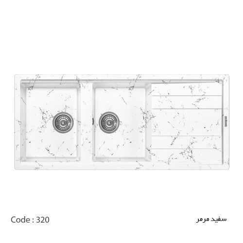 سینک ظرفشویی گرانیتی G-320 سفید مرمر مشکی جنرال GENERAL 12*B9