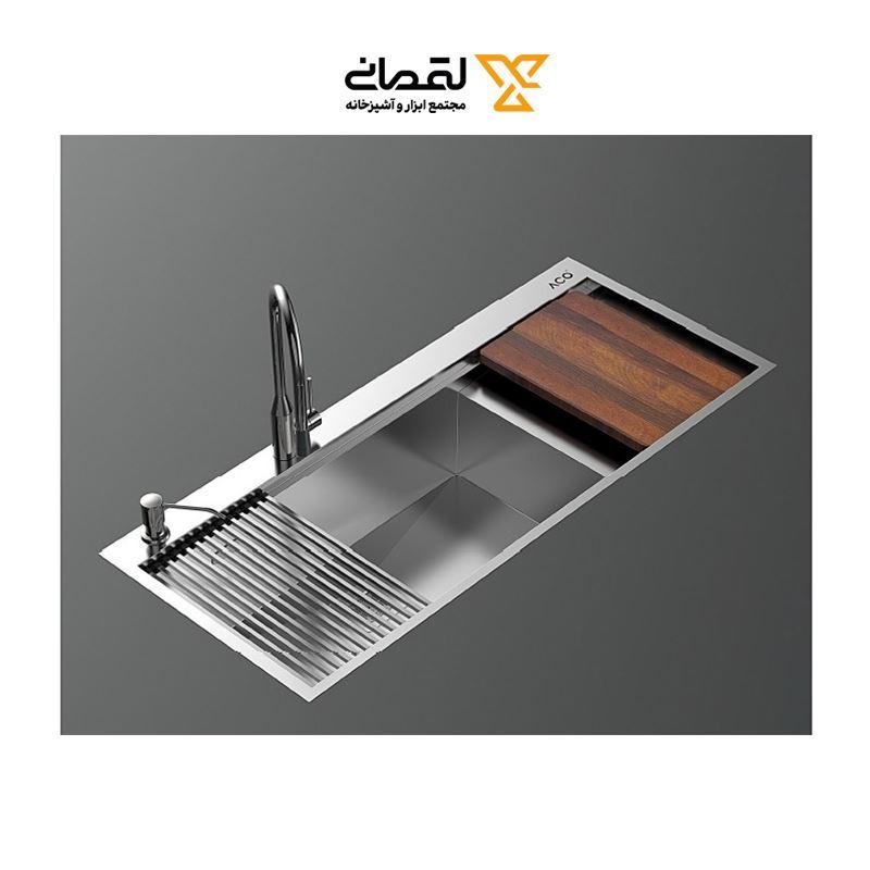 سینک ظرفشویی استیل 50*116 چپ با جا مایع کد ST-01 آکو ACO نسترن18*12