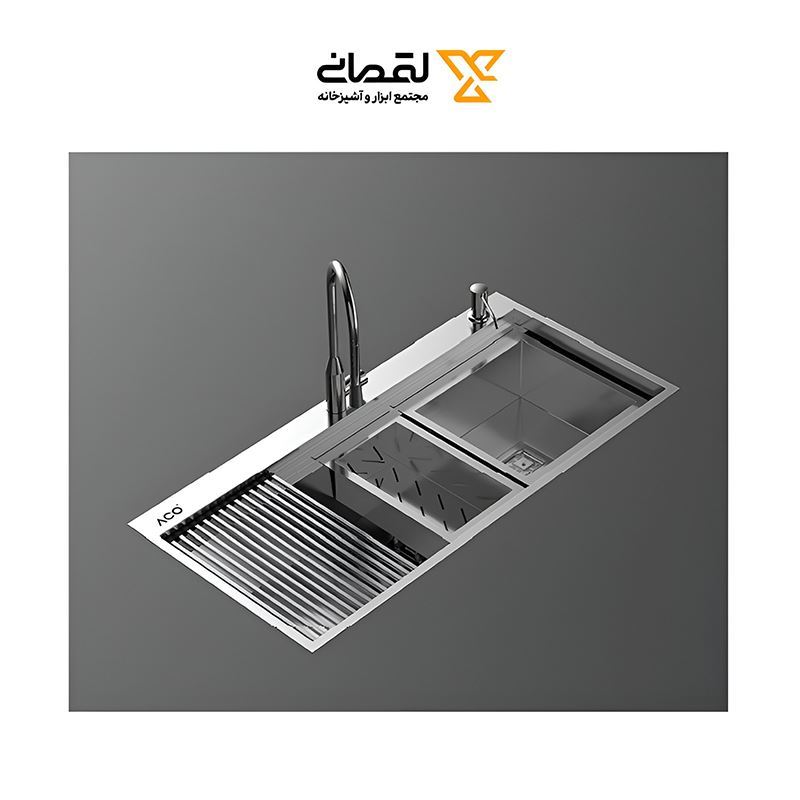 سینک ظرفشویی استیل با جا مایع کد ST02 آکو ACO نسترن9*12