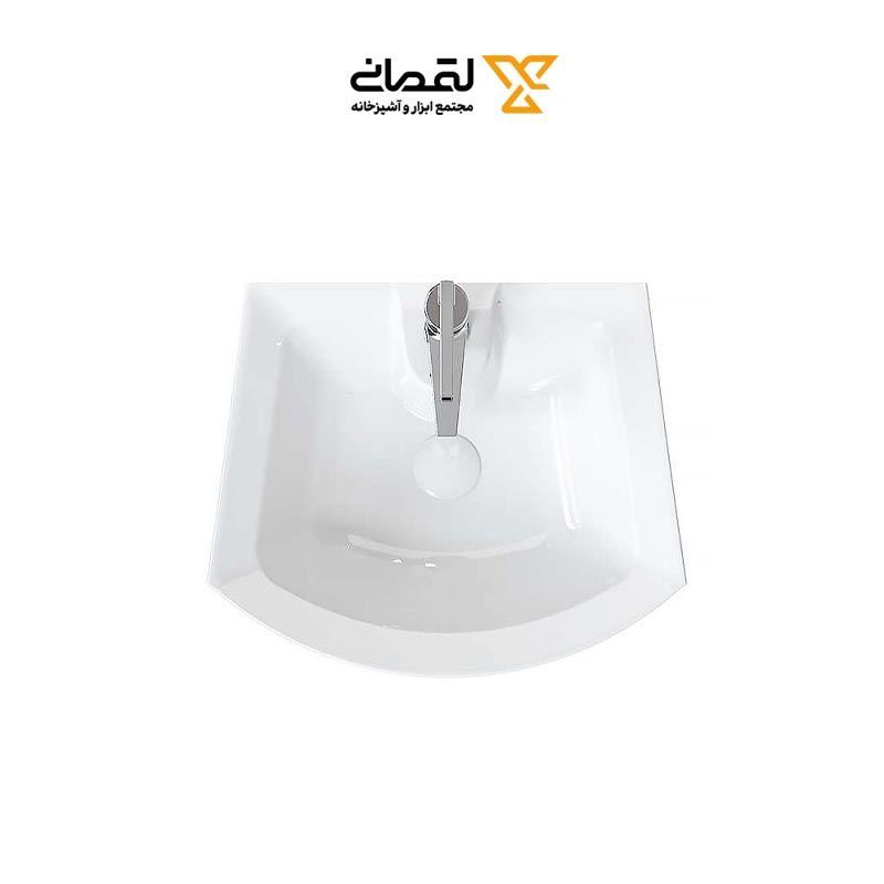 سنگ روشویی مدل آرین 53 نیم پایه سفید ساده درجه 2 چینی کرد 12*نرگس10