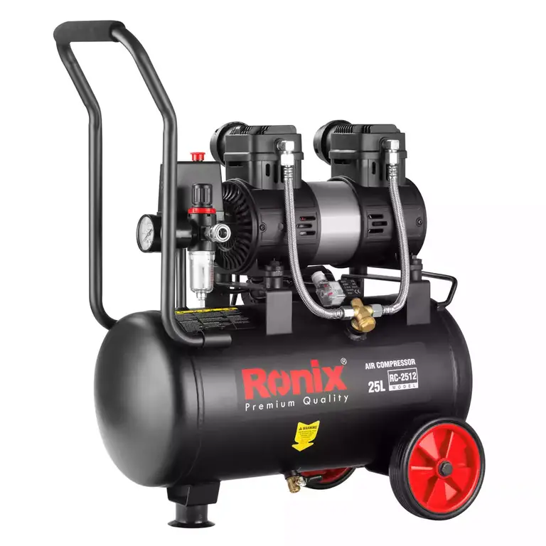 کمپرسور هوا چرخدار 25 لیتری بی صدا مدل 2512 رونیکس RONIX 1*LX01/1
