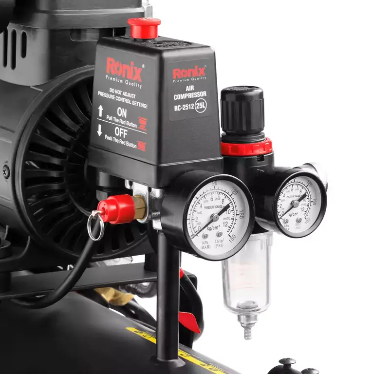 کمپرسور هوا چرخدار 25 لیتری بی صدا مدل 2512 رونیکس RONIX 1*LX01/1