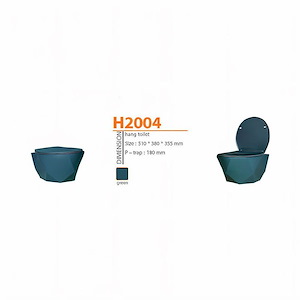 توالت فرنگی وال هنگ مدل H2004-MGN سبز مات ورتا VERTA 