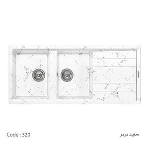 سینک ظرفشویی گرانیتی G-320 سفید مرمر مشکی جنرال GENERAL 12*B9