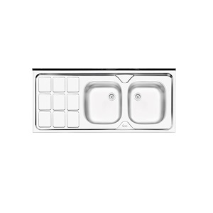 سینک ظرفشویی پرسی دو لگن راست مدل 234 ایلیا استیل ILIA STEEL نسترن29*12