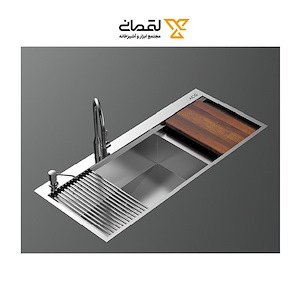 سینک ظرفشویی استیل 50*116 چپ با جا مایع کد ST-01 آکو ACO نسترن18*12
