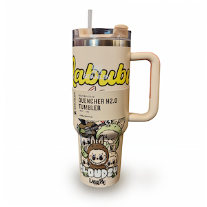 تراول ماگ لبوبو نسکافه ای STANLEY  STANLEY Labubu Coffee Brown Travel Mug 1.18L – Stainless Steel Insulated Tumbler