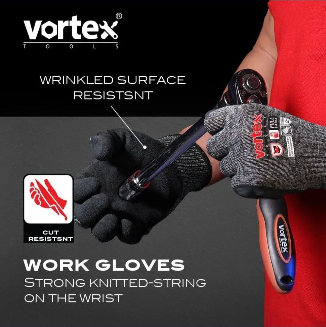 دستکش ضد برش لاتکس کد WG+NO413  ورتکس VORTEX 1*G43