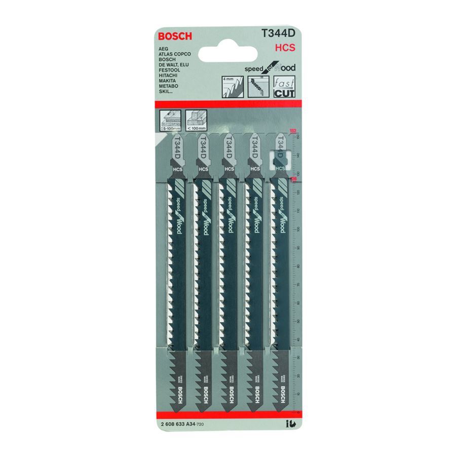 ست تیغه چوب اره عمود بر بلند سری 5 عددی بوش BOSCH مدل T344D 1*HI02/3
