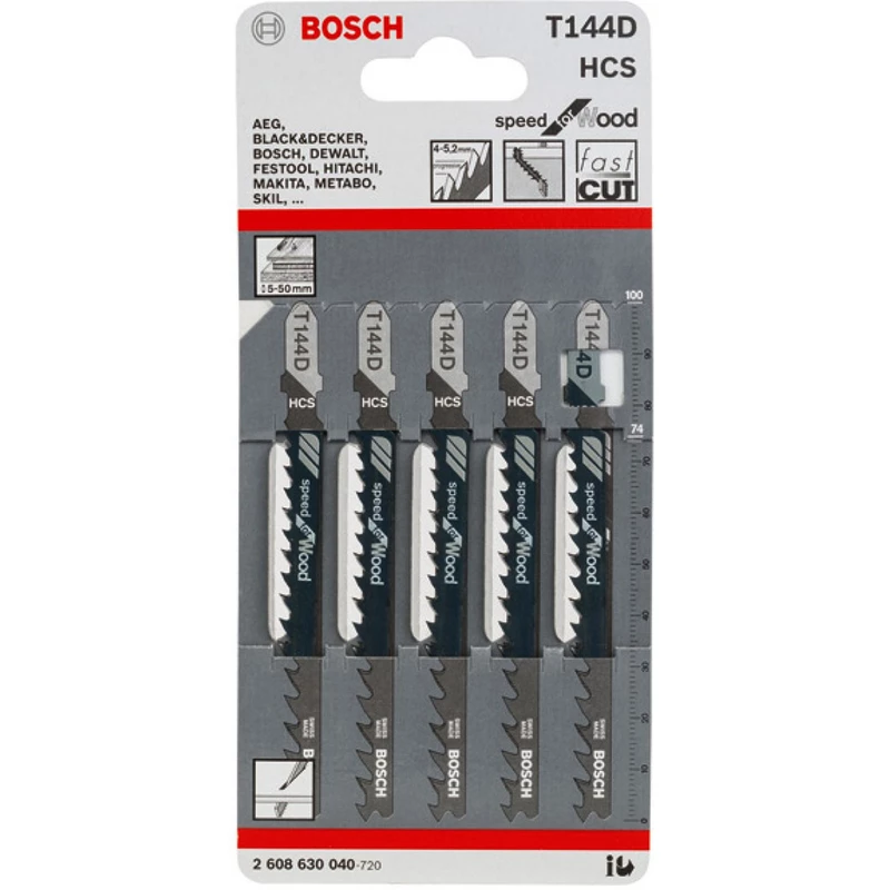 ست تیغه چوب اره عمودبر سری 5 عددی اصلی بوش BOSCH  مدل T144D 1*HI02/3