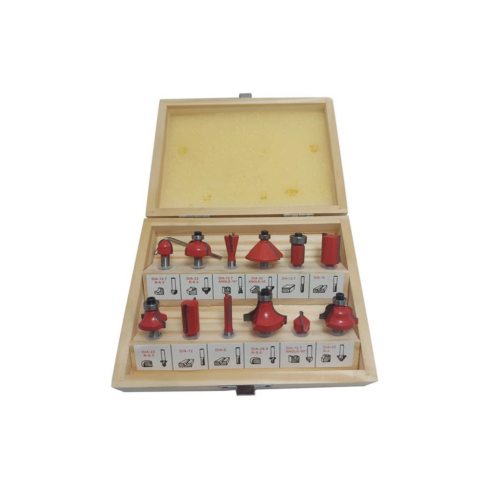 ست تیغ فرز نجاری 12 عددی 6 م م جعبه چوبی 270401 LX01/1*1