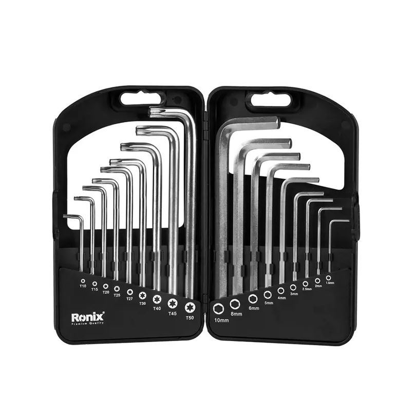 ست آچار آلن کیفی 18 عددی شش گوش و ستاره ای مدل 2052 رونیکس RONIX 1*L42