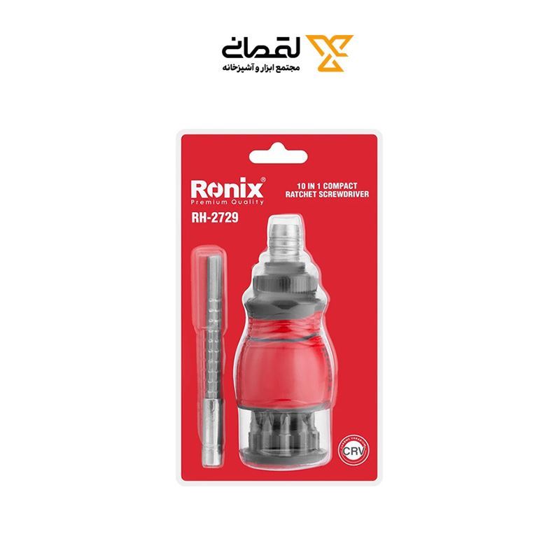 پیچ گوشتی جغجغه ای مشتی با متعلقات (10 عدد سر پیچ گوشتی) مدل RH-2729 رونیکس RONIX 1*L32
