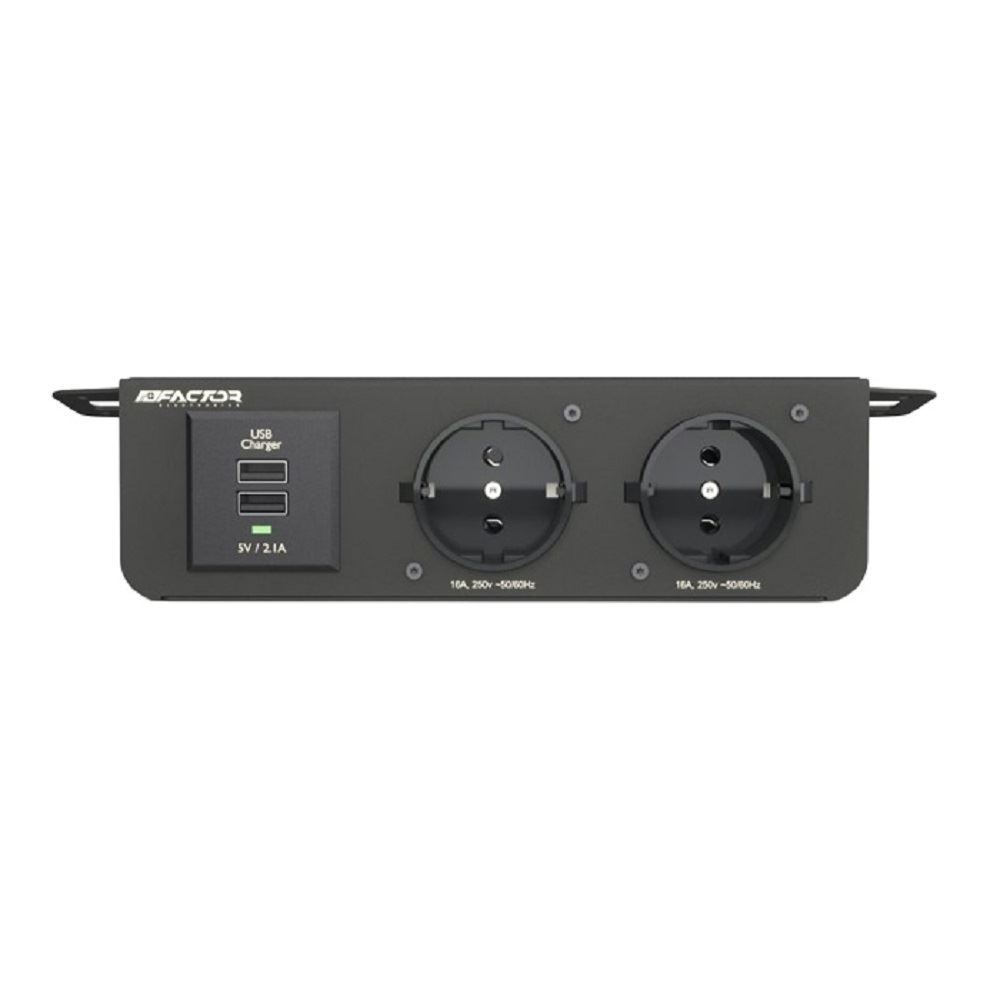 پریز زیر میزی مشکی مدل UPO2-USB مورف FACTOR 