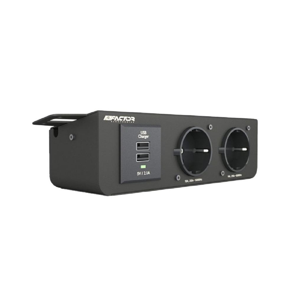 پریز زیر میزی مشکی مدل UPO2-USB مورف FACTOR 