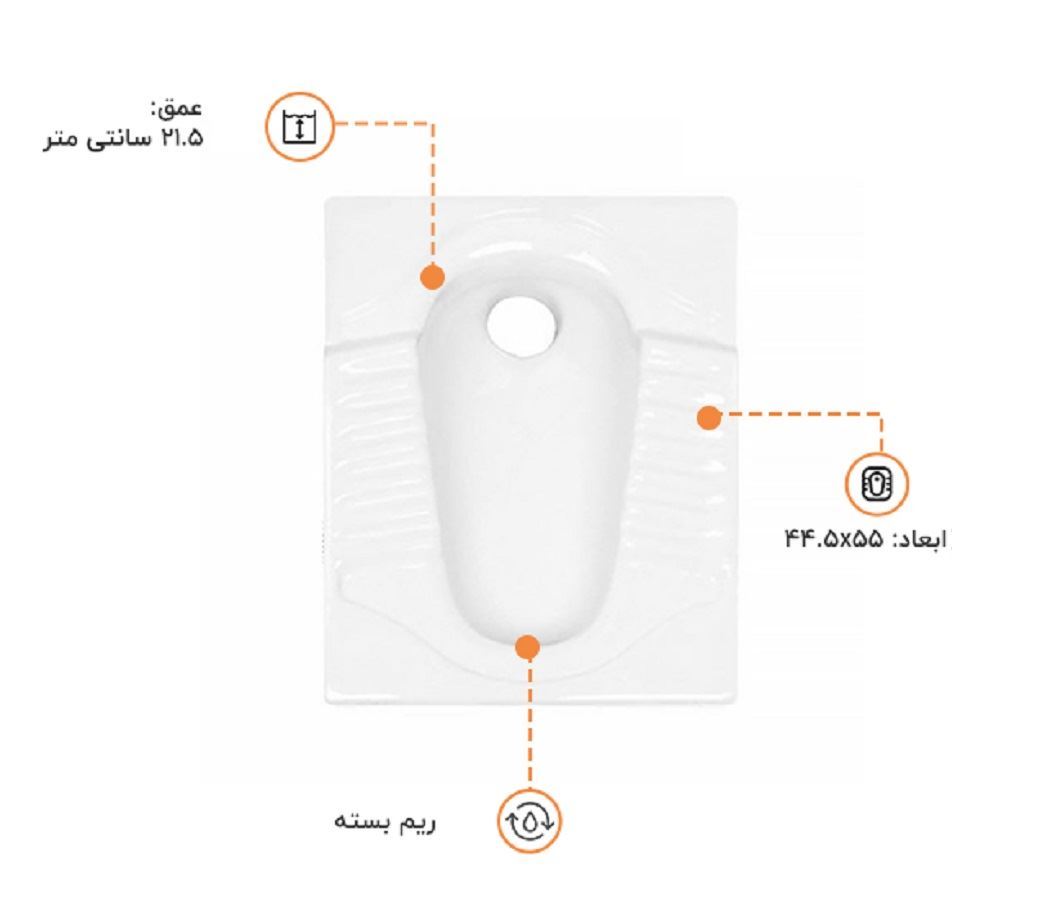سنگ توالت آکوا CLOSE RIM سفید ساده درجه 1 گلسار 12*A21