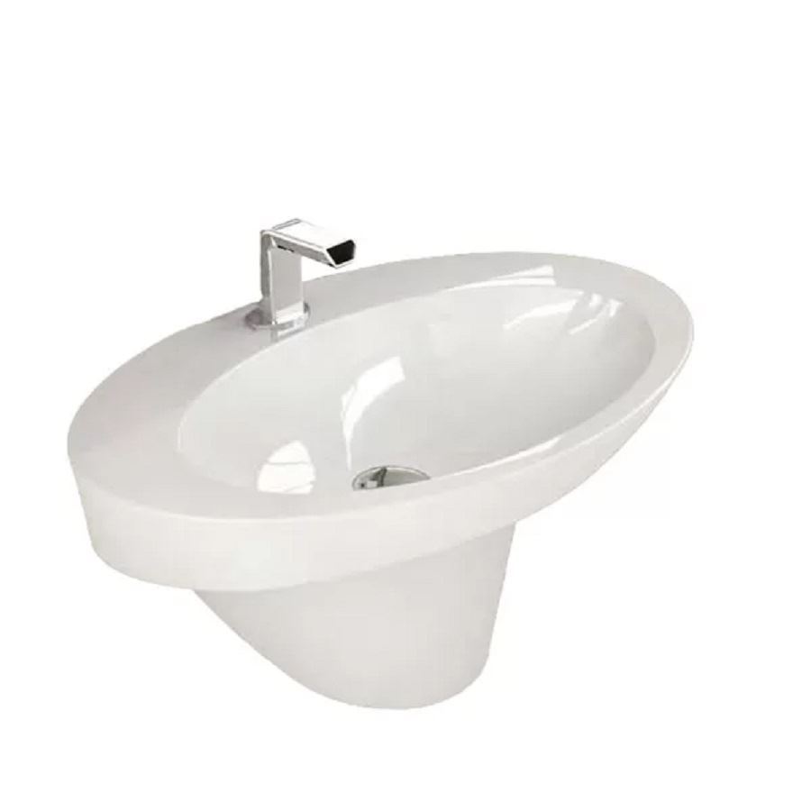 سنگ روشویی مدل الیت نیم پایه سفید ساده درجه دو گلسار 12*A24  نرگس11*12