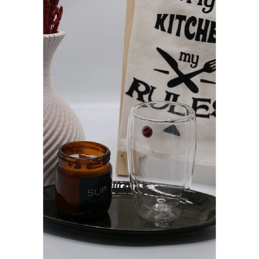 لیوان دو جداره  PIREX 450 ML بدون دسته مدل VK315117 بی وی کی BVK 
