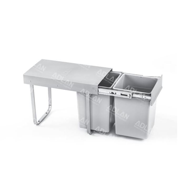 سطل زباله دو مخزنه ریلی کوچک 24 لیتری یونیت 30آدلان کد A808 1*G51     12*H12