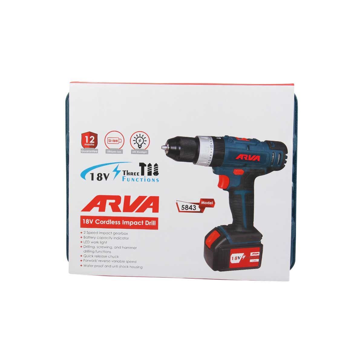 دریل شارژی چکشی 18 ولت TDT2003H مدل 5843 آرو ا ARVA 1*M42