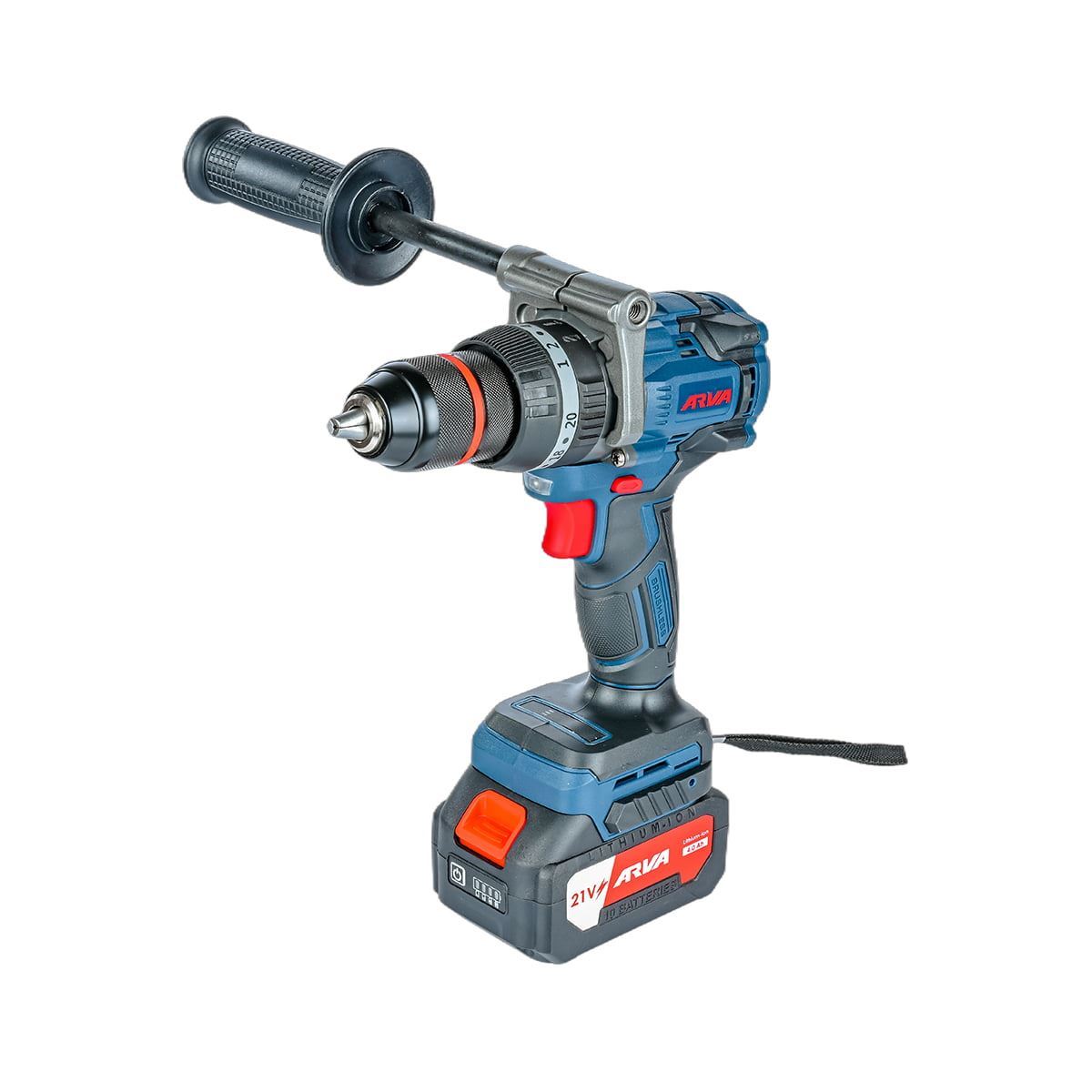 دریل چکشی براشلس 21 ولت دو باطری کد 5972 آروا ARVA 1*M42