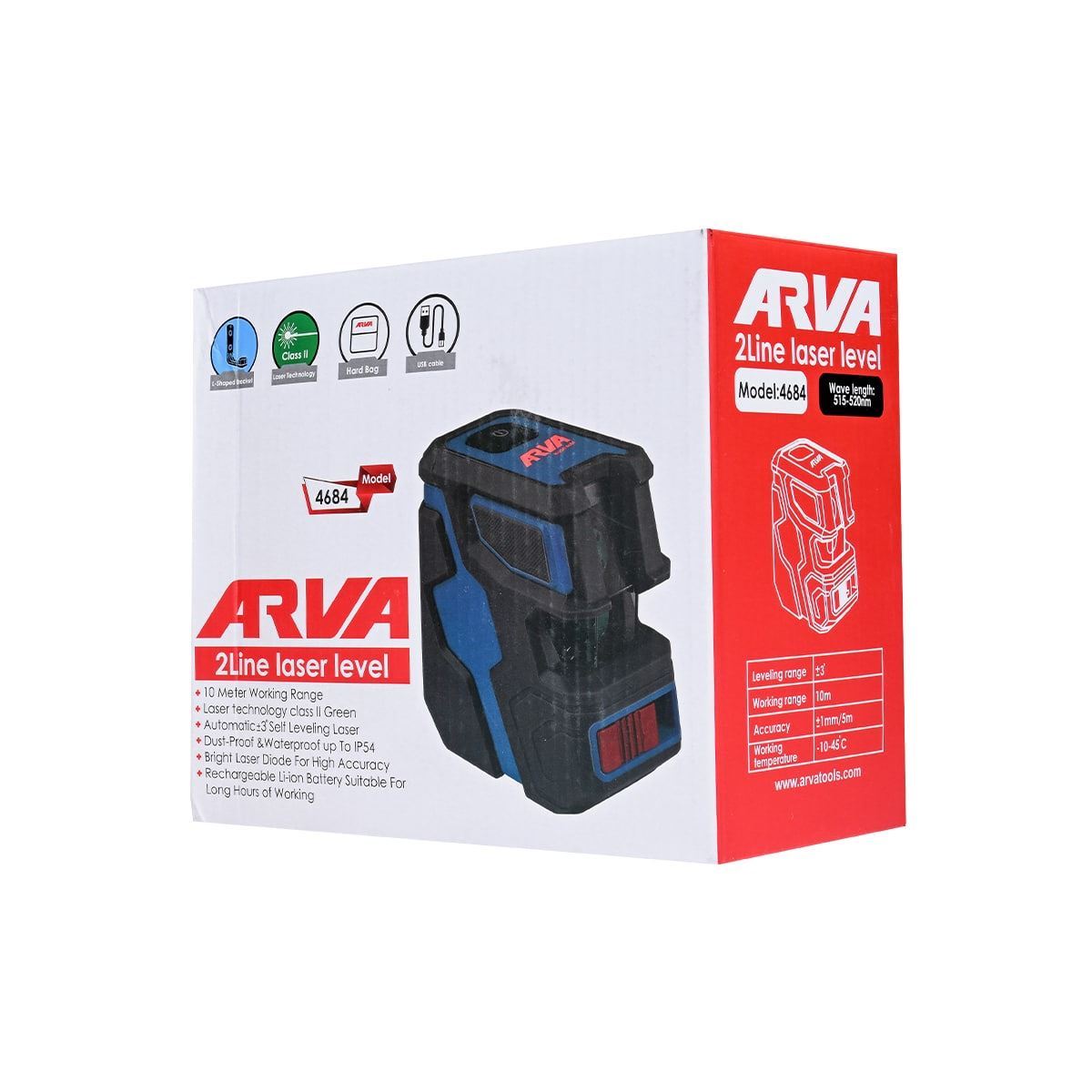 تراز لیزری دو خط نور  سبز مدل 4684 آروا ARVA M43*1