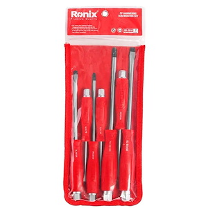 ست پیچ گوشتی ضربه ای کیفی سری 7 عددی دسته پلاستیکی تک رنگ مدل 2910 رونیکس RONIX 