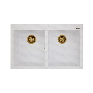 سینک ظرفشویی گرانیتی 335 سفید شنی دو لگن ونهر VONHER A