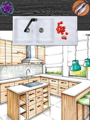 سینک ظرفشویی گرانیتی 103 مشکی دو لگن سینی دار ونهر VONHER 12*F15