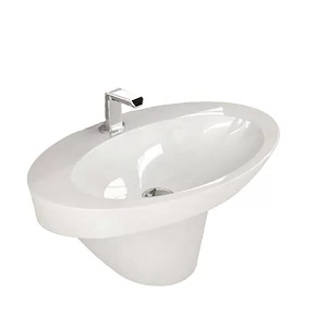 سنگ روشویی مدل الیت نیم پایه سفید ساده درجه دو گلسار 12*A24  نرگس11*12