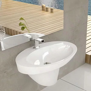 سنگ روشویی مدل الیت نیم پایه سفید ساده درجه دو گلسار 12*A24  نرگس11*12