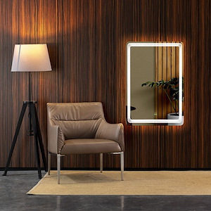 آینه ضد بخار مستطیل عمودی نور دور مهتابی نور پشت آفتابی خطی سایز 55*67 گلسموند GLASS MOND 12*L15