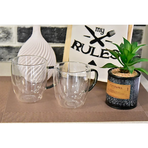 لیوان دو جداره PIREX 300 ML دسته دودی مدل VK326113 بی وی کی BVK 