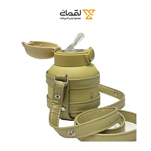 فلاسک نی دار کپل کاور چرم 480 میل کد XDFW876 کرم 