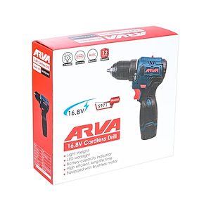 دریل چکشی براشلس 16/8 ولت به همراه دو باطری کد 5971 آروا ARVA 1*M42