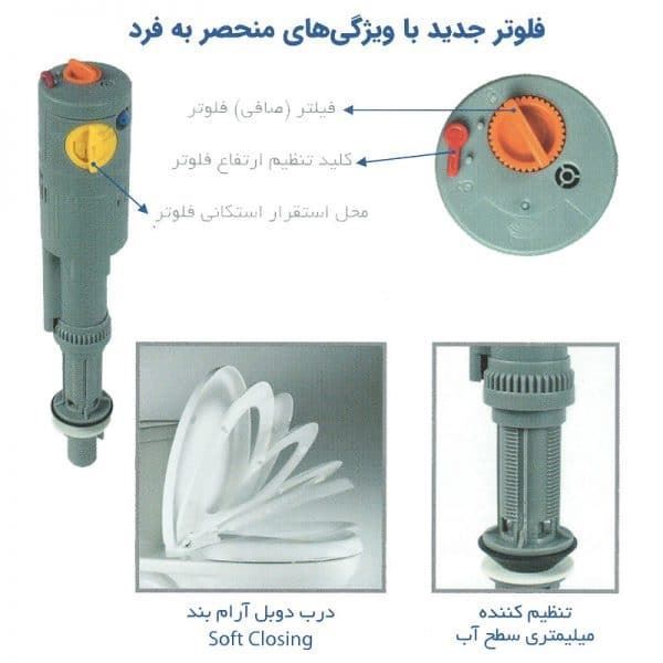 توالت فرنگی مدل رومینا 69 سفید ساده درجه یک مروارید 12*A25