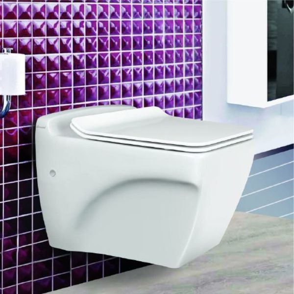 توالت فرنگی وال هنگ مدل کاتیا 71 سفید ساده درجه سه مروارید 