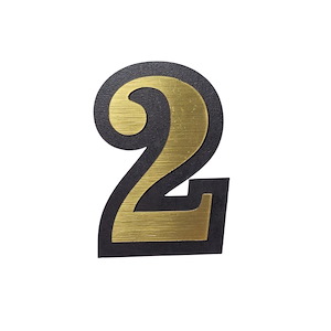شماره آپارتمان بزرگ 2 طلایی  پلاک مشکی