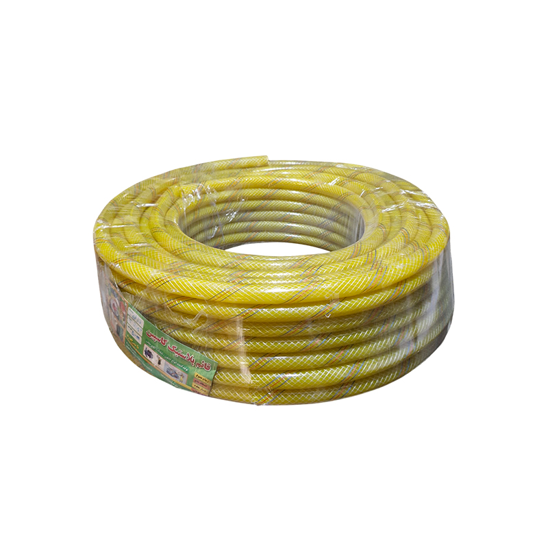 شیلنگ آب نمره 2/5 ( 3/4 اینچ ) درجه 1 زرد 50 متری قائم پلاستیک کاسپین 