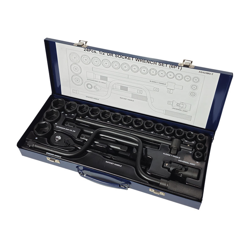 جعبه بکس 1/2 اینچ 6 پر 24 عددی مشکی مدل AS424MV-T مستر تولز MASTER TOOLS 