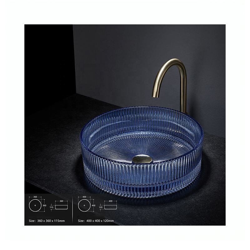 سنگ روشویی کریستال آبی 115*360*360 مدل GL36-L1-PI مرآس MERASSE (به سفارش اروپا) لاله14*12