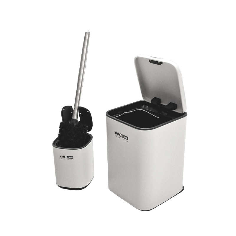 ست فرچه و سطل زباله دیواری 3 لیتری سرویس بهداشتی سفید مات مدل HTB027 پرایم PRIME 